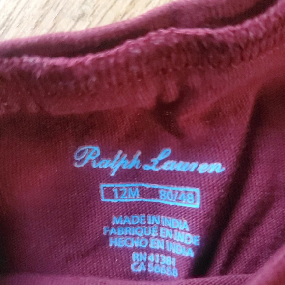 Ralph Lauren boys 12 month burgandy t shirt - Picture 3 of 4